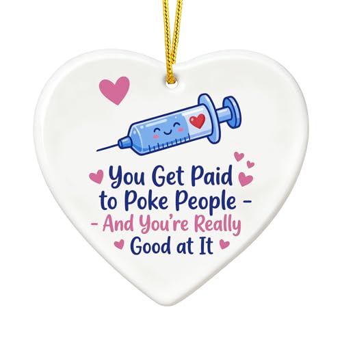 FaCraft Nurse Gifts for Women - Funny Ceramic Nurse Ornament for Christmas Tree Decor - Nurses Week Appreciation Gift Nursing School Graduation Keepsake Thank You Gift for New Nurses Pediatric RN LPN - color: 1-6 Nurse