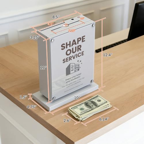 Suggestion Box with Slot and Lock-Wall Mount Option, Metal Ballot Box with Acrylic Panel for Voting (Grayish White) - color: Grayish White