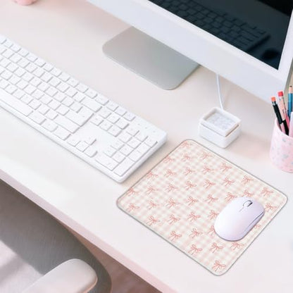 Mouse Pad for Desk with Stitched Edge, Premium Cute Washable Mouse Pads. Computer Mousepad with Non-Slip Rubber Base, Mousepads for Laptop, 9.25x7.75x0.12 inch (Lovely Bows) - color: Lovely Bows