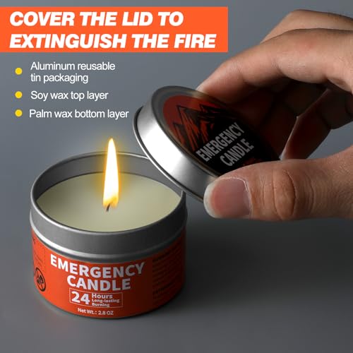 Chuarry 24 Pcs Emergency Candles 24 Hours Long Burning Soy Wax, Silver - color: Silver