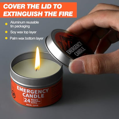 Chuarry 24 Pcs Emergency Candles 24 Hours Long Burning Soy Wax, Silver - color: Silver