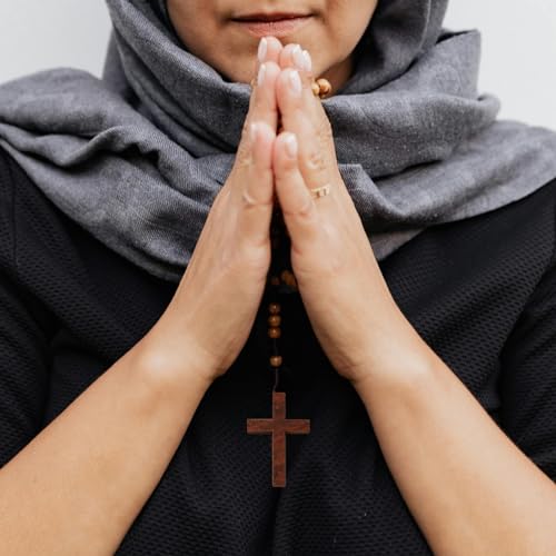 50 Pcs Wooden Cross Charm Cruz De Madera Pendant Bulk for DIY Craft Easter Party Favors Christian Baptism Rosary Jewelry Making