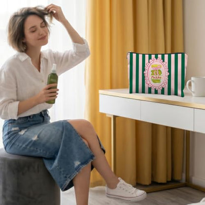 Pickle Lover Gifts Canvas Makeup Bag for Women - color: pickles