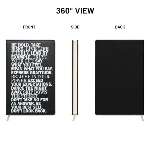 WORLD TRAVELER Large Lined Journal Notebook 256 Ruled White & Ivory Pages - color: Be Bold - Black