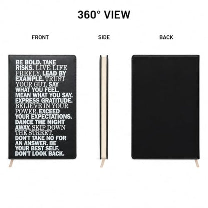 WORLD TRAVELER Large Lined Journal Notebook 256 Ruled White & Ivory Pages - color: Be Bold - Black