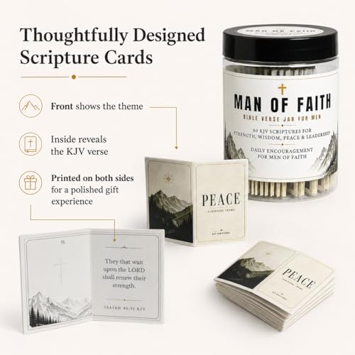 Bible Verse Jar for Men, 60 Scripture cards with bible verses, Gift for men - color: Man of Faith