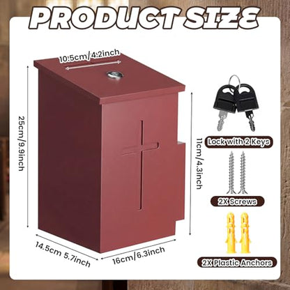 Sliner Prayer Request Box Wood Church Offering Box, Dark Mahogany - color: Dark Mahogany