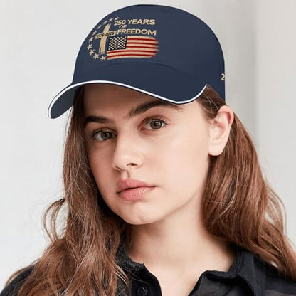 US 250 Years Freedoms 1776-2026 250th Birthday Embroidered Hats Garde Cap for Him - color: 250th Anniversary Us 250 Year American Patrioticmarine Blue13