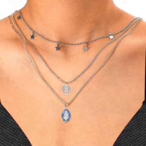 40Pcs Oval Alloy Blue Enamel Catholic Medalla Milagrosa de La Virgen Maria Charm Pendant for Diy Rosary Necklace Mexican Bracelet Jewelry Making