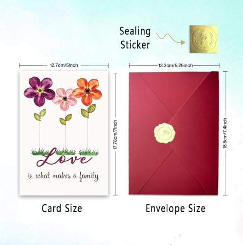 Adoption Day Card, Happy Adoption Day Card, Adoption Congratulations Card for Adoptive Parents, Family Greeting Card, Printed Message Inside, with Red Envelope and Gold Seal Sticker - color: BT-467