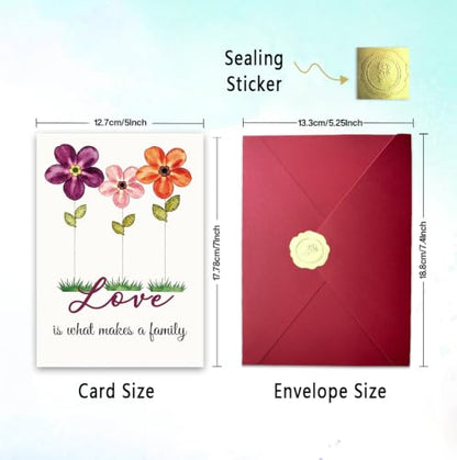Adoption Day Card, Happy Adoption Day Card, Adoption Congratulations Card for Adoptive Parents, Family Greeting Card, Printed Message Inside, with Red Envelope and Gold Seal Sticker - color: BT-467