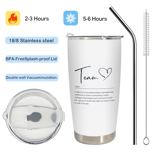 Team Gifts: Stainless Steel Tumbler with Lid and Straw, 20oz - color: TEAM