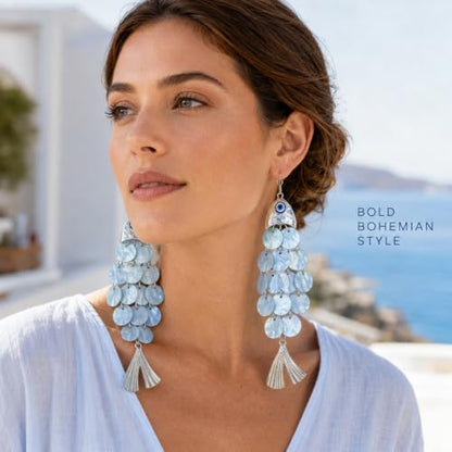 Fish Earrings For Women, Boho Colorful Acrylic Resin Tropical Sea Life Large Dangle Earring Hypoallergenic Summer Beach Vacation Statement Jewelry Gifts - color: Blue-scaled fish
