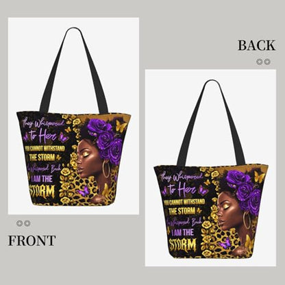 Tote Bag For Women, Tote Bag With Zipper Large Shoulder Bag For Women Travel, Work, Office, College, Nursing - color: African American