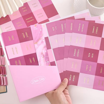 Laminated Bible Tabs for Women, Pink, Gold Foil Embossed Lettering, 105pcs - style: Gold Foil Pink