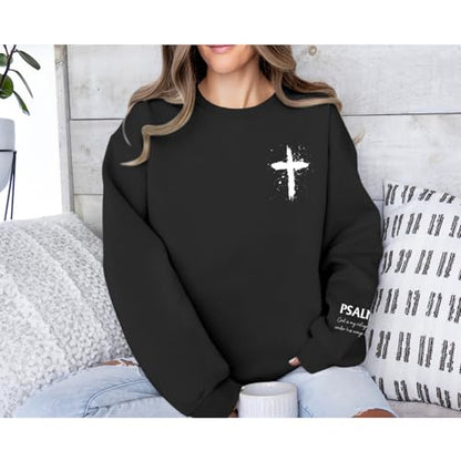 Women Christian Sweatshirt Psalms 91 Jesus Hoodie Religious Faith God Shirt Bible Verse Inspirational Pullover Tops - color: Black, size: Small
