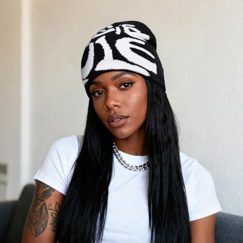 4Pcs Y2k Beanie Winter Knitted Hat Warm Graphic Cap for Women Men - color: N-7