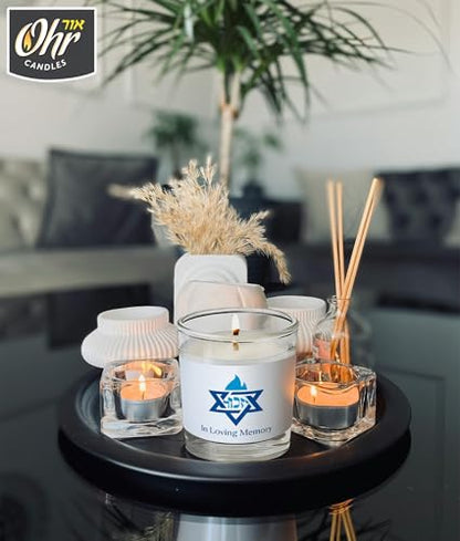Ohr Yahrzeit Memorial Candles - 1 Day & 24 Hour Yom Kippur Jewish Candles in Glass Tumbler - 12 Pack