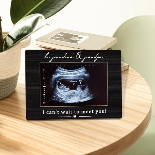 Grandparents Picture Frame, Grandparents Baby Announcement, Pregnancy Announcement for Grandparent, Ultrasound Picture Frames 4x6, Baby Sonogram Wooden Photo Picture Frames - color: meet