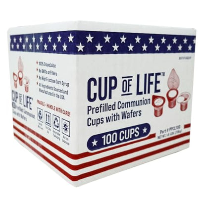 100 Prefilled Communion Cups with Premium Red Grape Juice and Wafers by Cup of Life – Fresh, Convenient, and Ready to Serve