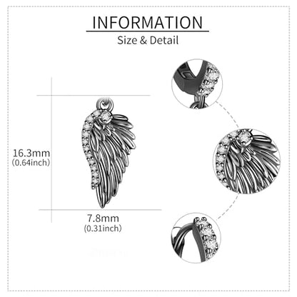 Angel Wing Earrings S925 Sterling Silver Gold Black Rose Gold Silver Gold Angel Wings Dangle Earrings Wings Jewelry Gifts for Women - color: black gold