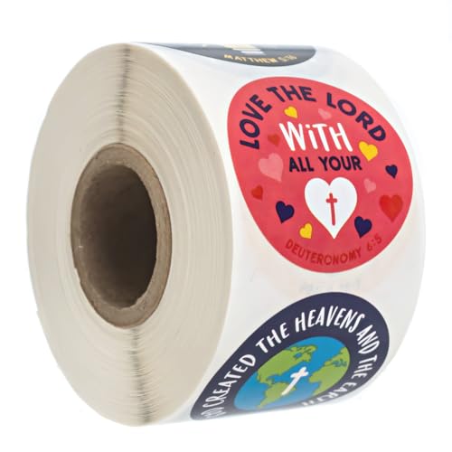 Christian Inspired Stickers / 500 Motivational Religious Worksheet Juvenile Rewards / 8 Alternating Encouraging Catholic Lutheran Phrase Designs / 1.5" Biblical Labels for Church Sunday School - color: Christian Inspired