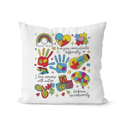 QIYUHOY Autism Awareness Mental Health Throw Pillow Covers, 18x18 Inch - color: 008-motivational