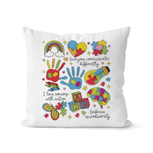 QIYUHOY Autism Awareness Mental Health Throw Pillow Covers, 18x18 Inch - color: 008-motivational