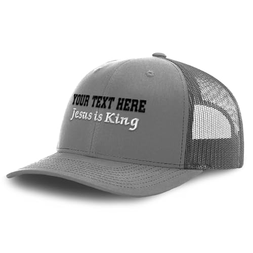 Custom Mesh Cap Jesus is King Medieval Style God Christ - color: Grey Personalized Text Here