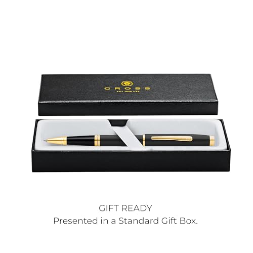 Cross Coventry Black Lacquer, Gold Rollerball Pen, Medium Point, Black Ink - color: Gold