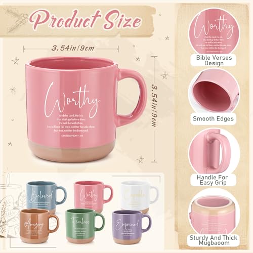 Potchen 18 Pcs Christian Church Gift 13oz Coffee Mug Journal Pen - color: Morandi Brown, size: Bible
