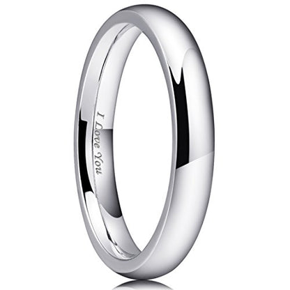 King Will 316L Wedding Band for Men Women, 4-8mm I LOVE YOU Dome Size 4-15 - color: A-Sliver-Plated-3mm