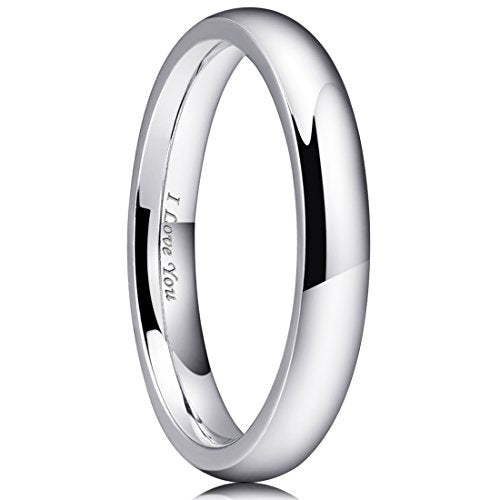 King Will 316L Wedding Band for Men Women, 4-8mm I LOVE YOU Dome Size 4-15 - color: A-Sliver-Plated-3mm