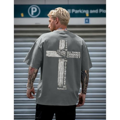 Christian Shirts for Mens Cross Jesus Graphic Tees - color: Dark Gray, size: Large