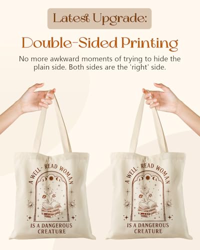 Miss Adola Canvas Tote Bag with Zipper for Women - color: Book Moon