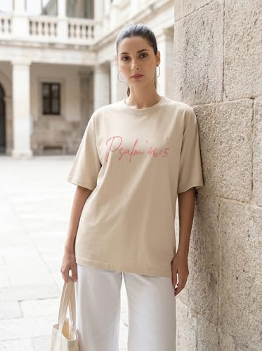 God is Within Her Jesus Oversized Shirts for Women Christian T-Shirt Religious Tee Bible Verse Inspirational Tops - color: Natural, size: X-Large