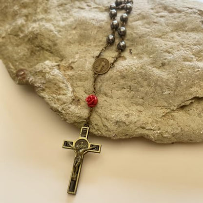 6cm Black Gallstone Rosary Catholic Rosary For Car Hanging Prayer - color: black
