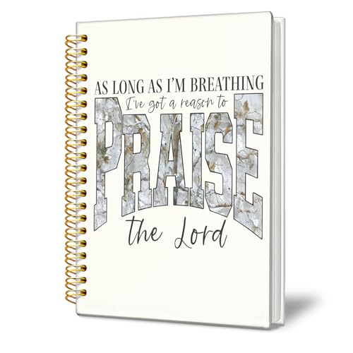 Bible Journal Notebook, Christian Gifts for Women - color: As Long as Im Breathing-white