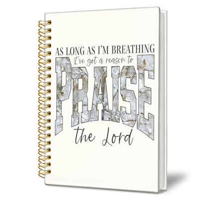 Bible Journal Notebook, Christian Gifts for Women - color: As Long as Im Breathing-white
