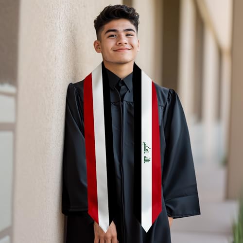 Graduation Satin Sash Scarf 72" Stole - color: Iraq Flag