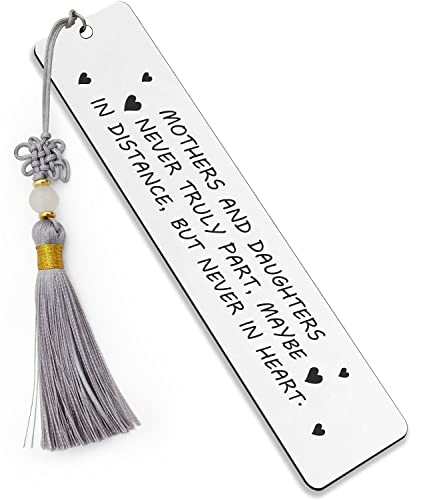 Ptzizi Mothers and Daughters Never Truly Part, Inspirational Metal Engraved Bookmark with Tassel Mom Bookmark Clip for Mother Mama Birthday Mother's Day Thanksgiving's Day Christmas Gifts - color: Mothers and Daughters
