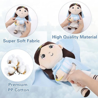 Mary Kids' Plush Toy Pillow – Exquisite Virgin Mary Baby Jesus Doll Perfect for First Communion 12 Inch - style: Blue Mary