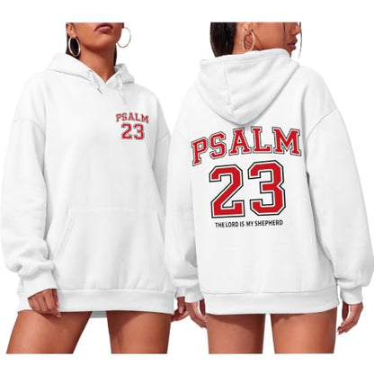 Christian Hoodies for Women Psalm 23 Sweatshirt Jesus Faith Hoodies Religious Bible Verse Graphic Hoodie Pullover - color: White, size: X-Large