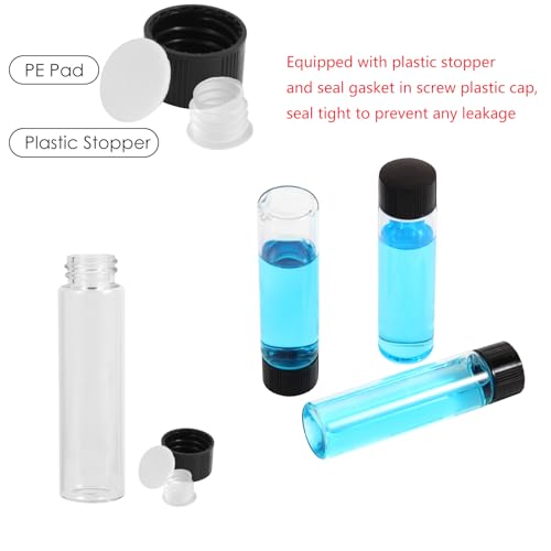 12PCS 20ml Clear Glass Small Vials with Screw Caps & Plastic Stoppers - size: 20ml