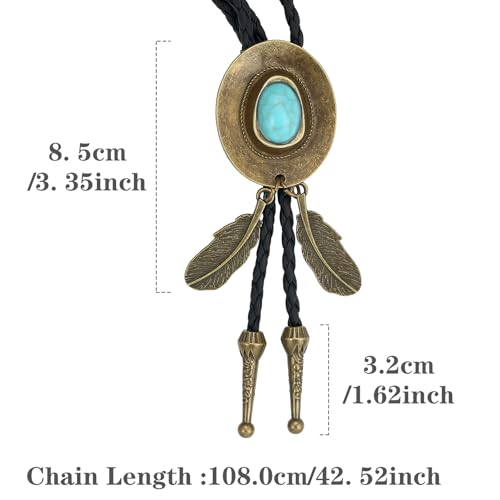 Western Cowboy Bolo tie for Men Women Gold Silver Death Skull Moth Cross Bolo Tie Christmas Deer Rooster Wolf Necktie Gift - color: 12# Turquoise Cowboy Hat
