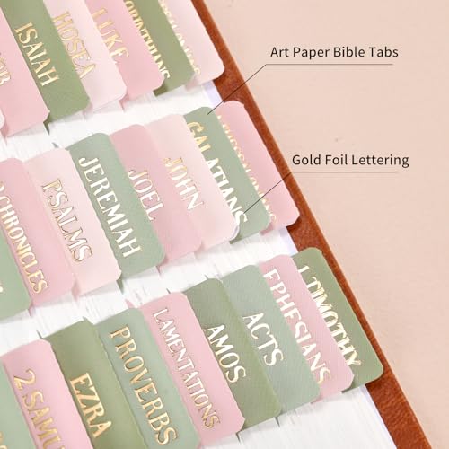 Laminated Bible Tabs for Women Men, Green Pink, Gold Foil Lettering, 105pcs - style: Gold Foil WaterLilyPink