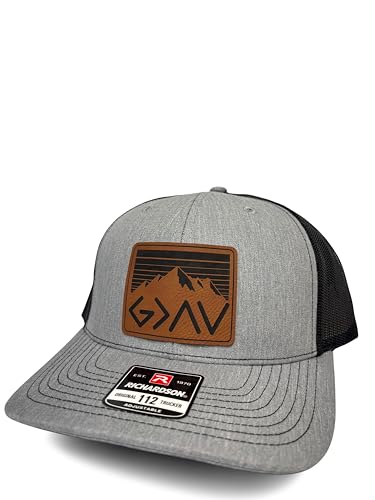 God is Greater Than The Highs and Lows Trucker Hat Women's Hat All Black Sun Hat Men Gifts for Girlfriends Cool Cap - color: Heather Grey