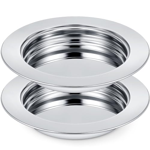 Zhehao 2 Pcs Communion Plates for Church Communion Bread Tray Plate Church Supplies Set Polished Stainless Steel Tray (Silver) - color: Silver