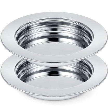 Zhehao 2 Pcs Communion Plates for Church Communion Bread Tray Plate Church Supplies Set Polished Stainless Steel Tray (Silver) - color: Silver