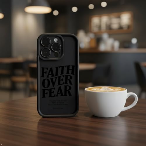 Bible Phone Case Faith Over Fear Christian Bible Verse Psalms 118:6- TPU Frame Full-Body Protective Cover for iPhone 17/16/15/14/13 Pro Max, Pro, Plus - IP 17 PRO MAX Black - color: Black, size: iPhone 17 Pro Max